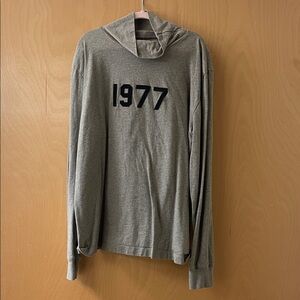 Essentials Gray Long Sleeve Tee with Black Print